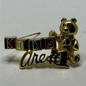 Gold Bear Brooch with Playful Blocks